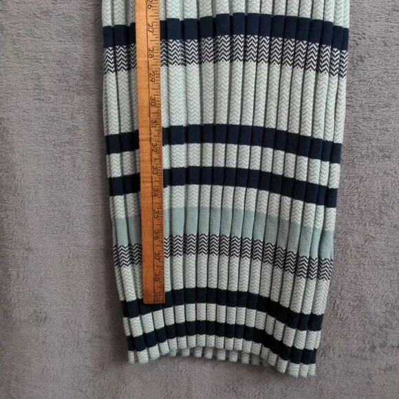 White House Black Market Midi Dress XL Tank Stretch Green Coastal Chevron Stripe - Picture 6 of 8